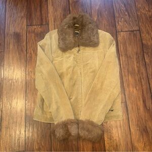 Adler Collection Suede Leather Jacket w/ Fur Collar & Cuffs | Women’s XL | NWT